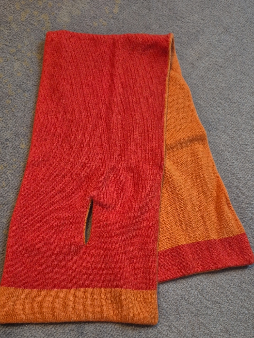 J. McLaughlin Two-Tone Red and Orange Knit Scarf with Slot